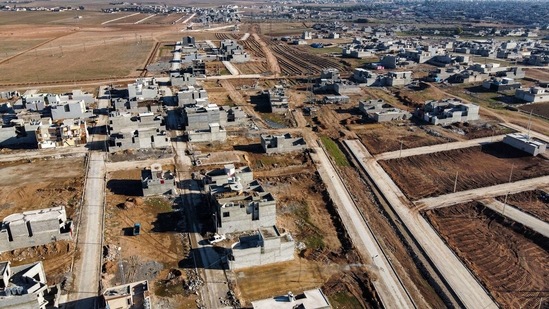A drone image shows the Zayouna housing complex under construction to be put out for sale in the suburb of Zayouna, on the southern outskirts of Iraq's northern city of Mosul on January 18. (Zaid AL-Obeidi / AFP)