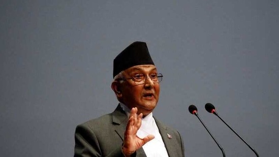 Nepal's Prime Minister Khadga Prasad Sharma Oli speaks at the parliament.(Reuters)