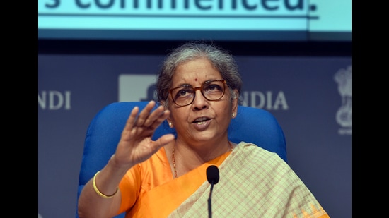 As finance minister Nirmala Sitharaman unveils her budget, she confronts an economy scarred by increased informality in the labour market, a shrunken micro, small and medium enterprises (MSME) sector, and economic activity moving to large firms who are incentivised to generate profits rather than employment. (Sanjeev Verma/HT PHOTO)