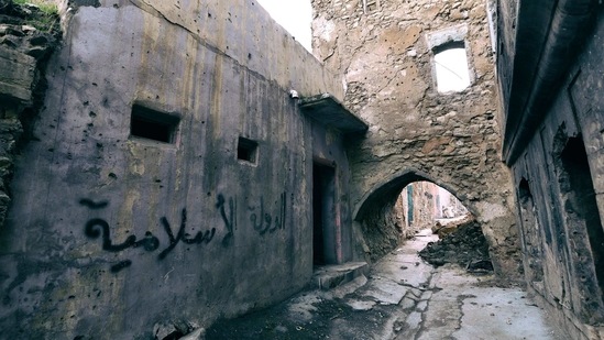 A picture shows destroyed buildings in Mosul on January 18. The IS may have been defeated in Mosul, but Iraq is now struggling through its worst economic crisis in years, deepened by last year's collapse of oil prices and the coronavirus pandemic, reported AFP. (Zaid AL-Obeidi / AFP)