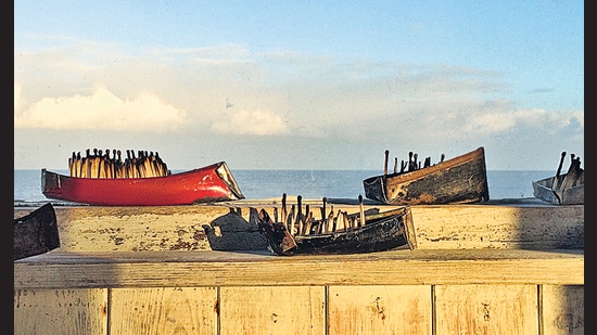 In the running for the tag of Object 101 was this sculpture by the Syrian artist Issam Kourbaj — a flotilla of small craft, filled with burned matchsticks, a reminder of the global migrant crisis. (IMAGE: KINGS COLLEGE, CAMBRIDGE) In the running for the tag of Object 101 was this sculpture by the Syrian artist Issam Kourbaj — a flotilla of small craft, filled with burned matchsticks, a reminder of the global migrant crisis. (IMAGE: KINGS COLLEGE, CAMBRIDGE)