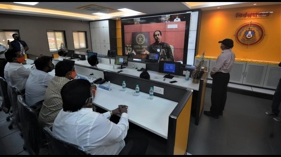 Chief minister Uddhav Thackeray inaugurated the new BEST bus control system through video conferencing. (BEST)