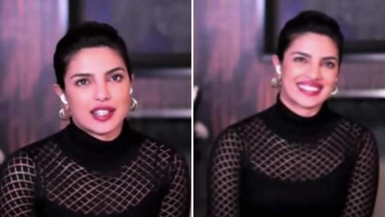 Priyanka Chopra in black sheer sweater (Instagram/ theellenshow) Priyanka Chopra in black sheer sweater (Instagram/ theellenshow)