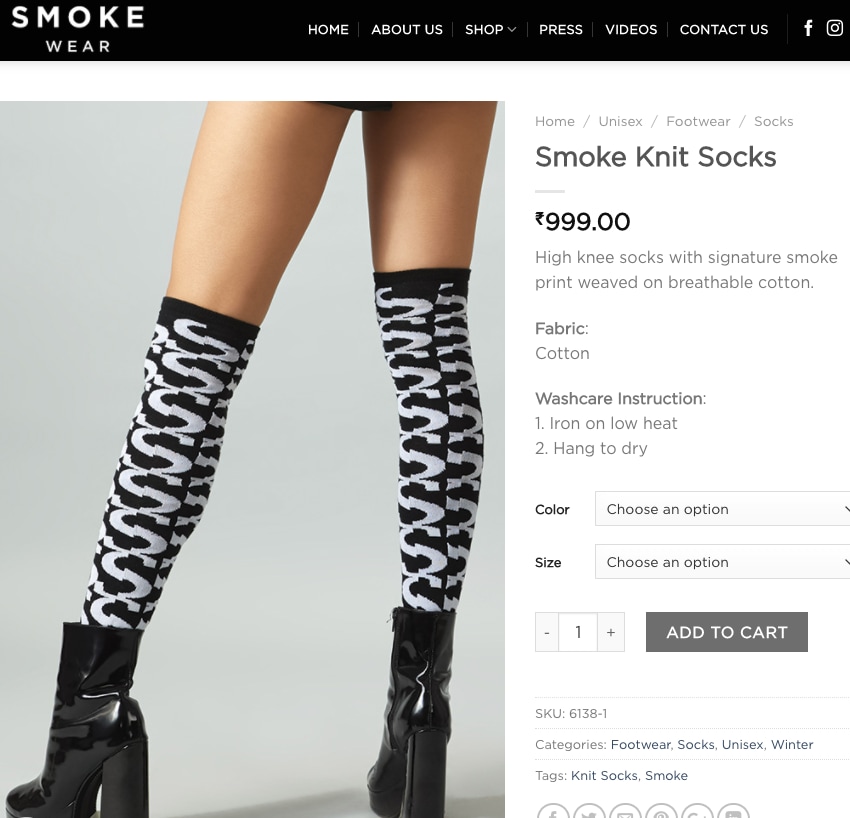 Sara's socks are worth ₹999.(smokewear.in) Sara's socks are worth ₹999.(smokewear.in)