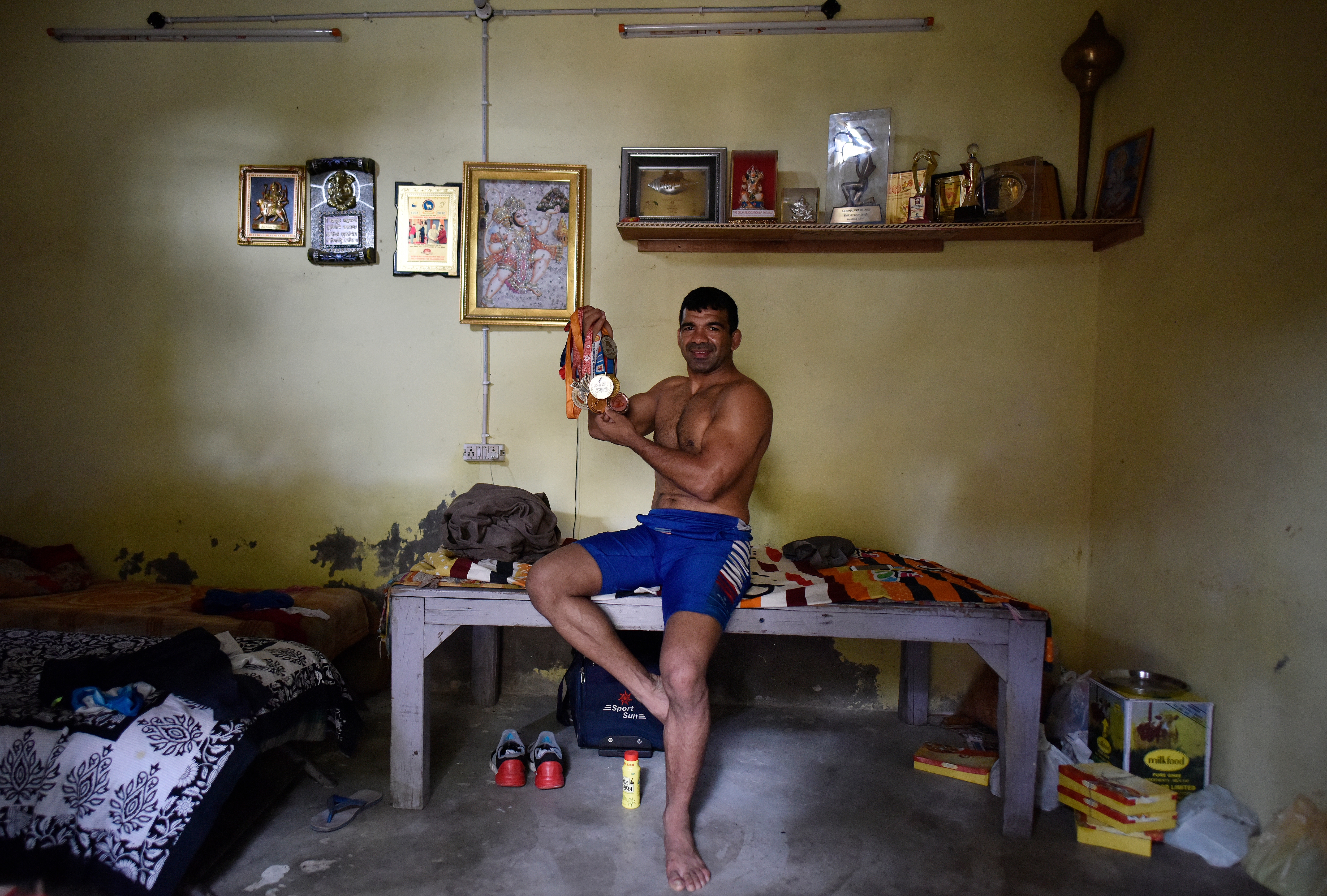 Deaf Olympic gold medallist wrestler Virender Singh is now training for his next Deaflympics. (Photo: Ravi Choudhary/HT) Deaf Olympic gold medallist wrestler Virender Singh is now training for his next Deaflympics. (Photo: Ravi Choudhary/HT)