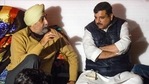 AAP leader Sanjay Singh (right, in picture) accused the Bharatiya Janata Party of defaming the farmers' protest.(ANI) AAP leader Sanjay Singh (right, in picture) accused the Bharatiya Janata Party of defaming the farmers' protest.(ANI)