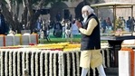 Prime Minister Narendra Modi performing parikrama at the Samadhi of Mahatma Gandhi, on the occasion of Martyrs Day, at Rajghat, in Delhi on Saturday. (ANI Photo) Prime Minister Narendra Modi performing parikrama at the Samadhi of Mahatma Gandhi, on the occasion of Martyrs Day, at Rajghat, in Delhi on Saturday. (ANI Photo)
