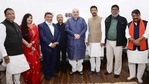 **EDS: IMAGE POSTED BY @AmitShah ON SATURDAY, JAN. 30, 2021** New Delhi: Former TMC leaders Rajib Banerjee, Baishali Dalmiya, Prabir Ghoshal, Rathin Chakraborti and Rudranil Ghosh meet Union Home Minister Amit Shah as they join BJP. (PTI Photo) (PTI01_30_2021_000206A)(PTI) **EDS: IMAGE POSTED BY @AmitShah ON SATURDAY, JAN. 30, 2021** New Delhi: Former TMC leaders Rajib Banerjee, Baishali Dalmiya, Prabir Ghoshal, Rathin Chakraborti and Rudranil Ghosh meet Union Home Minister Amit Shah as they join BJP. (PTI Photo) (PTI01_30_2021_000206A)(PTI)