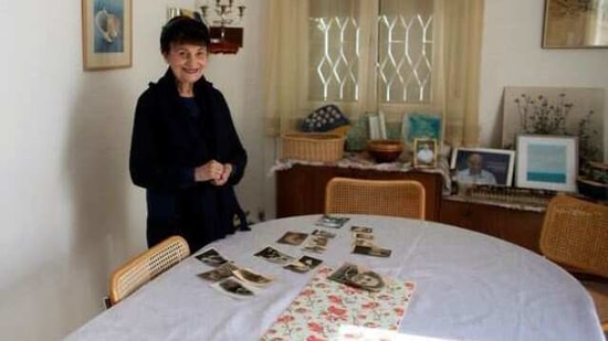 Holocaust survivor Leah Nebenzahl poses for a photograph during her interview with Reuters in Jerusalem.(REUTERS)