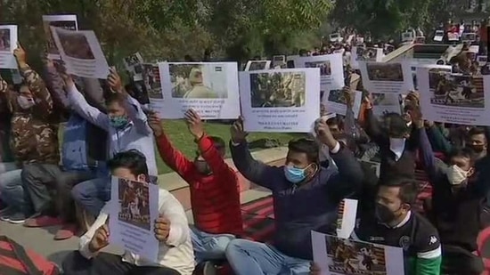 They were also accompanied by the retired as well as current Delhi Police officers at the protest. (ANI) They were also accompanied by the retired as well as current Delhi Police officers at the protest. (ANI)
