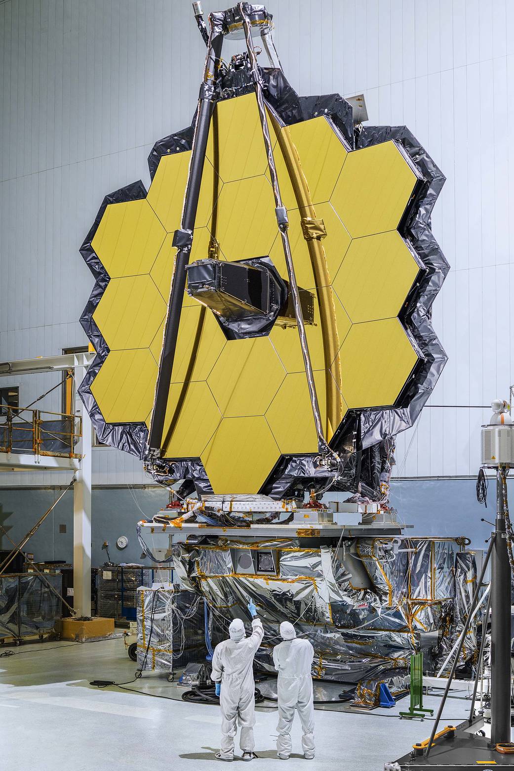 This giant, gold-plated mirror panel is part of the James Webb Space Telescope. Due for deployment later this year, it will be the world’s most powerful space-viewing observatory. (NASA / JWST)