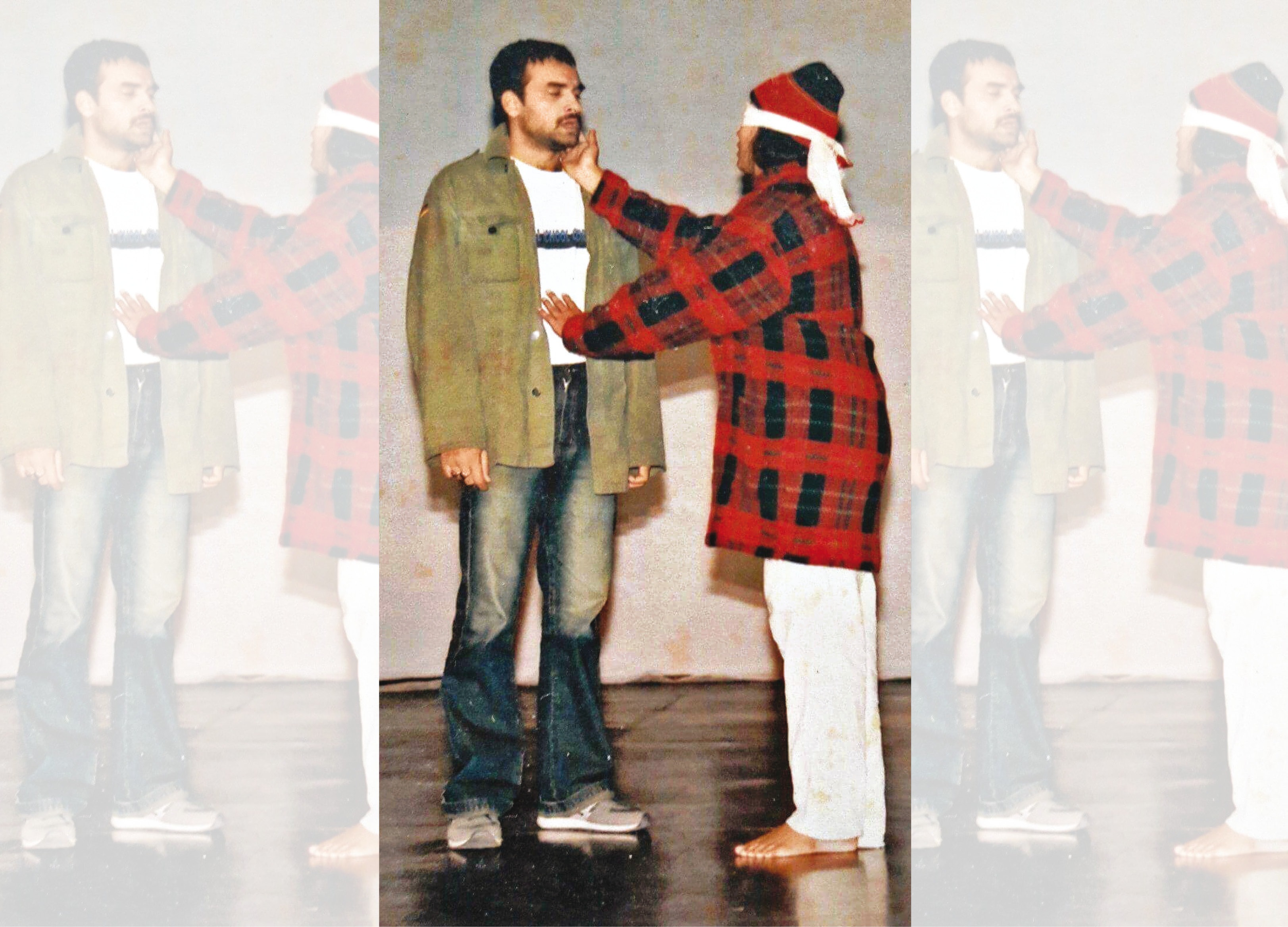 Pankaj enacting a scene from a play inspired by Mahabharata with Assamese actress Vidyavati Phukan Pankaj enacting a scene from a play inspired by Mahabharata with Assamese actress Vidyavati Phukan
