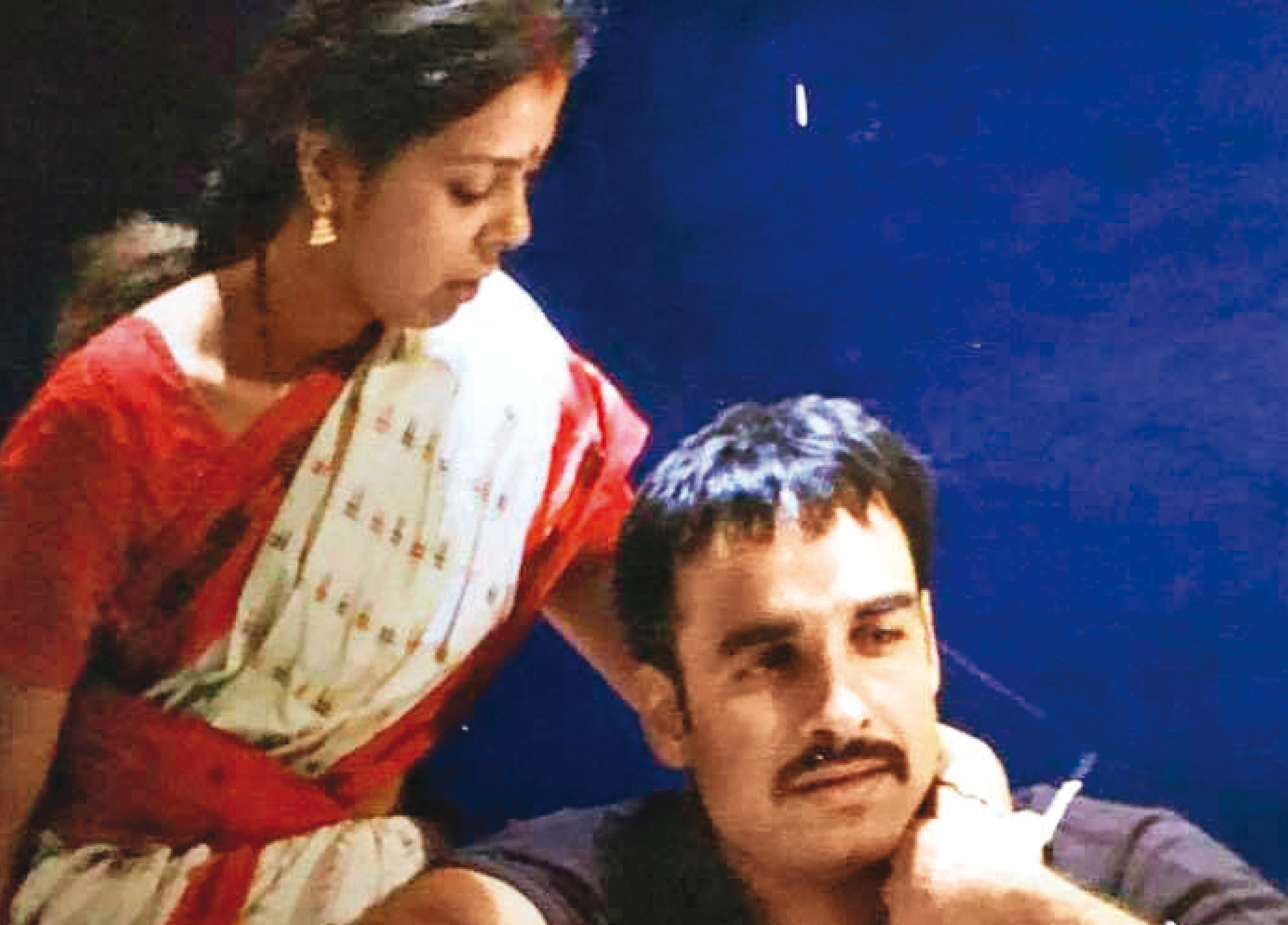 Pankaj enacting a scene from a play inspired by Mahabharata with Assamese actress Vidyavati Phukan Pankaj enacting a scene from a play inspired by Mahabharata with Assamese actress Vidyavati Phukan