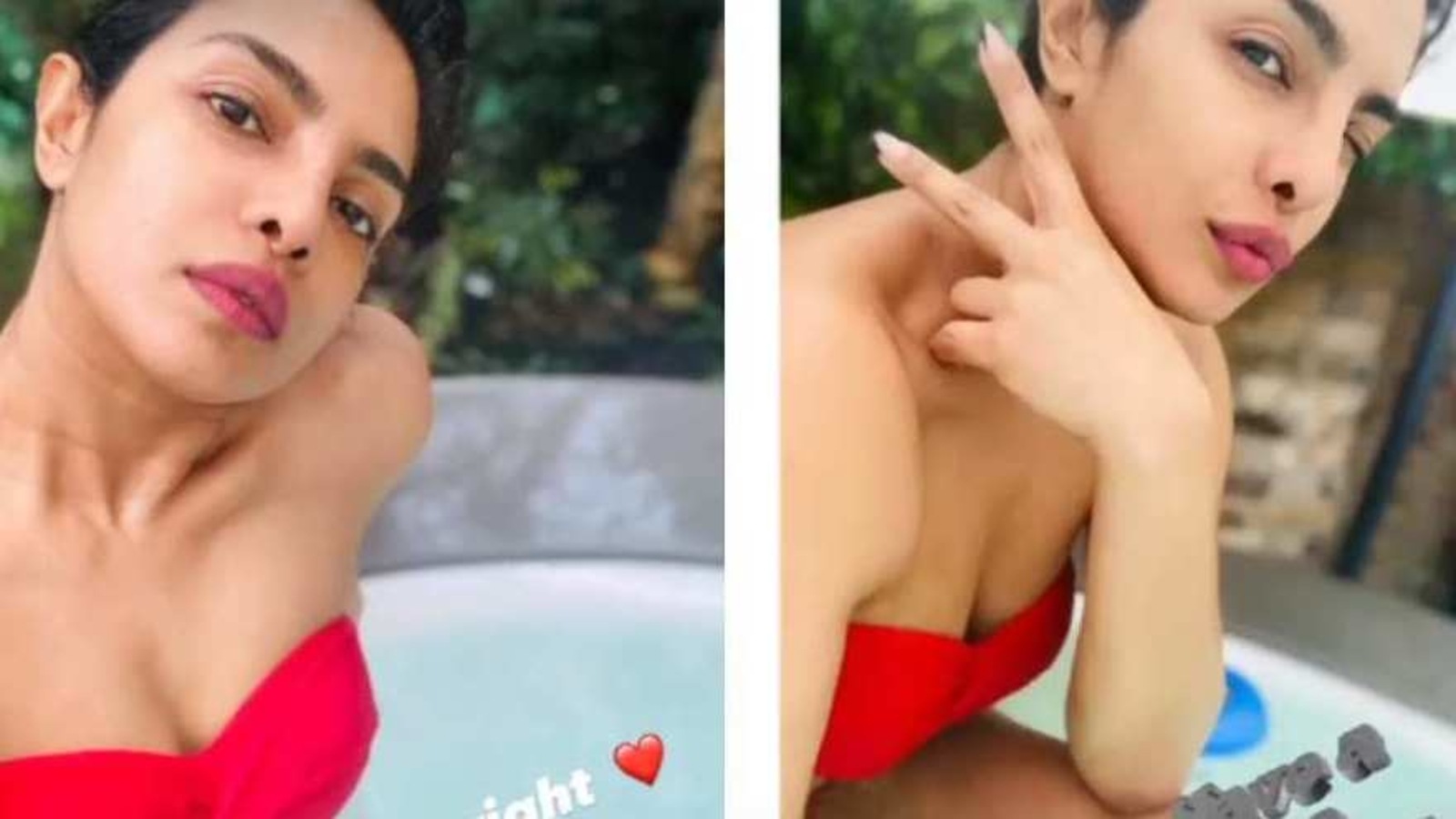 Priyanka Chopra spends a blissful weekend as she chills in a pool in a red bikini. See pics