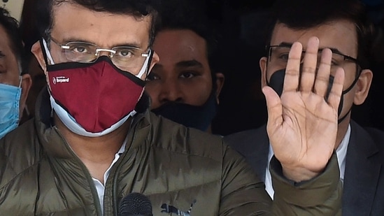 BCCI President Sourav Ganguly addresses media personnel after he got discharged from a private hospital, in Kolkata, (PTI) BCCI President Sourav Ganguly addresses media personnel after he got discharged from a private hospital, in Kolkata, (PTI)