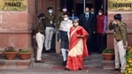 Union Minister for Finance and Corporate Affairs, Nirmala Sitharaman along with the Minister of State for Finance and Corporate Affairs, Anurag Singh Thakur leave from Ministry of Finance to present the Union Budget 2021-22 in the Parliament, in New Delhi.(PTI) Union Minister for Finance and Corporate Affairs, Nirmala Sitharaman along with the Minister of State for Finance and Corporate Affairs, Anurag Singh Thakur leave from Ministry of Finance to present the Union Budget 2021-22 in the Parliament, in New Delhi.(PTI)