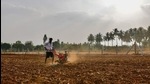 The revised estimates for FY 20-21 had gone up to <span class='webrupee'>₹</span>1.97 lakh crore as the government rolled out two stimulus packages to provide jobs and social security during an unprecedented health emergency. (AFP) The revised estimates for FY 20-21 had gone up to <span class='webrupee'>₹</span>1.97 lakh crore as the government rolled out two stimulus packages to provide jobs and social security during an unprecedented health emergency. (AFP)