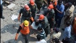 One worker has been rescued from the godown collapse in Bhiwandi. (Praful Gangurde/ HT photo) One worker has been rescued from the godown collapse in Bhiwandi. (Praful Gangurde/ HT photo)