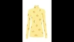 The image shows a yellow coloured openwork viscose turtleneck sweater.(Prada.com) The image shows a yellow coloured openwork viscose turtleneck sweater.(Prada.com)