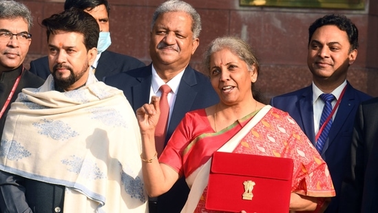 Union Minister for Finance and Corporate Affairs, Nirmala Sitharaman along with the Minister of State for Finance and Corporate Affairs, Anurag Singh Thakur leave from the Ministry of Finance in New Delhi. (ANI) Union Minister for Finance and Corporate Affairs, Nirmala Sitharaman along with the Minister of State for Finance and Corporate Affairs, Anurag Singh Thakur leave from the Ministry of Finance in New Delhi. (ANI)