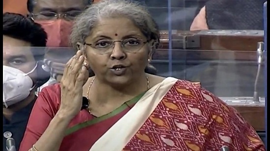 Union finance minister Nirmala Sitharaman presents the Union Budget 2021-22 in Lok Sabha in New Delhi on Monday. (ANI) Union finance minister Nirmala Sitharaman presents the Union Budget 2021-22 in Lok Sabha in New Delhi on Monday. (ANI)
