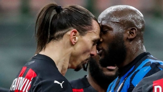 Milan:AC Milan's Zlatan Ibrahimovic, left, and Inter Milan's Romelu Lukaku argue during an Italian Cup round of 8 soccer match between Inter Milan and AC Milan at the San Siro stadium, in Milan, Italy, Tuesday, Jan. 26, 2021.AP/PTI Photo(AP01_27_2021_000003A) (AP) Milan:AC Milan's Zlatan Ibrahimovic, left, and Inter Milan's Romelu Lukaku argue during an Italian Cup round of 8 soccer match between Inter Milan and AC Milan at the San Siro stadium, in Milan, Italy, Tuesday, Jan. 26, 2021.AP/PTI Photo(AP01_27_2021_000003A) (AP)