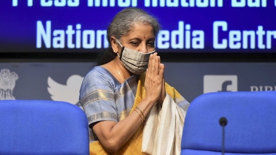 New Delhi: Union Finance Minister Nirmala Sitharaman arrives to address a post-budget press conference, at National Media Centre. (PTI) New Delhi: Union Finance Minister Nirmala Sitharaman arrives to address a post-budget press conference, at National Media Centre. (PTI)