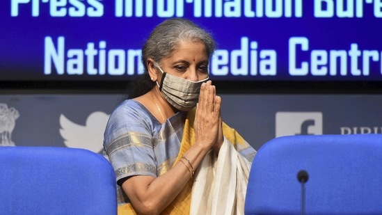 New Delhi: Union Finance Minister Nirmala Sitharaman arrives to address a post-budget press conference, at National Media Centre. (PTI) New Delhi: Union Finance Minister Nirmala Sitharaman arrives to address a post-budget press conference, at National Media Centre. (PTI)