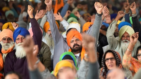 Farmers at Singhu border during their ongoing protest against the new farm laws, in New Delhi, Monday, Feb. 01, 2021. (PTI) Farmers at Singhu border during their ongoing protest against the new farm laws, in New Delhi, Monday, Feb. 01, 2021. (PTI)