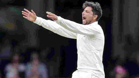 Kuldeep Yadav finished with his maiden fifer on Australian soil on the fourth day of the fourth Test between India and Australia at the SCG in Sydney. (REUTERS) Kuldeep Yadav finished with his maiden fifer on Australian soil on the fourth day of the fourth Test between India and Australia at the SCG in Sydney. (REUTERS)