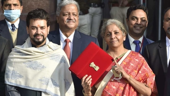 Union finance minister Nirmala Sitharaman on Monday unveiled the Budget for the financial year 2021-22, This is the first time that the finance minister read the Union Budget speech in Parliament from a tablet instead of a conventional paper document. (HT PHOTO). Union finance minister Nirmala Sitharaman on Monday unveiled the Budget for the financial year 2021-22, This is the first time that the finance minister read the Union Budget speech in Parliament from a tablet instead of a conventional paper document. (HT PHOTO).