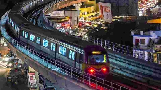 Phase 2B of the Bengaluru Metro connects KR Puram to the airport, extending about 37 km. (PTI FILE PHOTO) Phase 2B of the Bengaluru Metro connects KR Puram to the airport, extending about 37 km. (PTI FILE PHOTO)