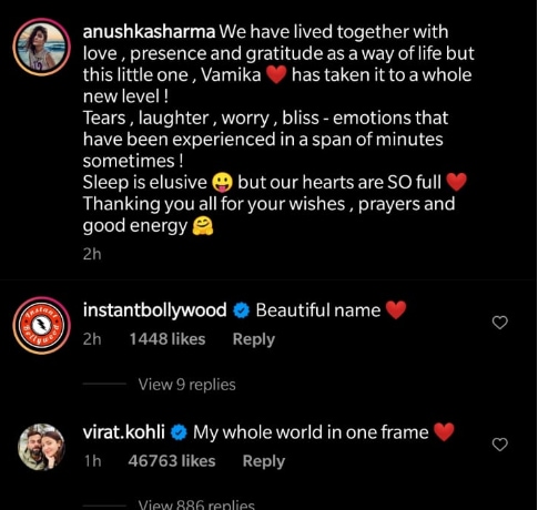 Virat Kohli reacted on the image.(Instagram/Screenshot)