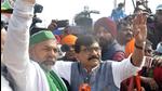 Shiv Sena MP Sanjay Raut with BKU leader Rakesh Tikait at Ghazipur (Delhi-UP border) on Monday, Febuary 2, 2021. (Sakib Ali /Ht Photo) Shiv Sena MP Sanjay Raut with BKU leader Rakesh Tikait at Ghazipur (Delhi-UP border) on Monday, Febuary 2, 2021. (Sakib Ali /Ht Photo)
