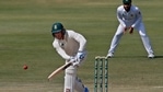 South Africa's Rassie van der Dussen plays a shot while during the third day of the first cricket test match between Pakistan and South Africa in Karachi(AP) South Africa's Rassie van der Dussen plays a shot while during the third day of the first cricket test match between Pakistan and South Africa in Karachi(AP)