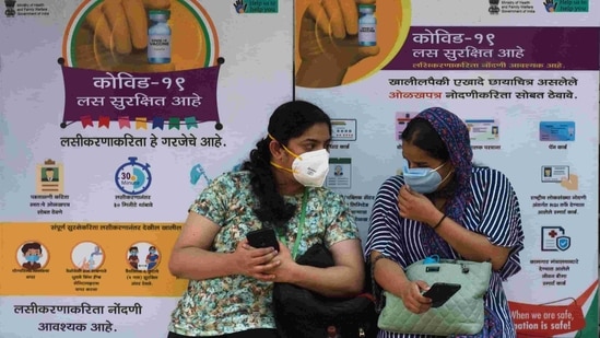 People wait to receive a Covid-19 vaccine jab at Rajawadi Hospital in Mumbai on January 30. India, on February 2, posted an increase of 8,635 cases attributed to Covid-19, which the Union health ministry has said is the lowest single-day rise in eight months.(Satish Bate / HT Photo)