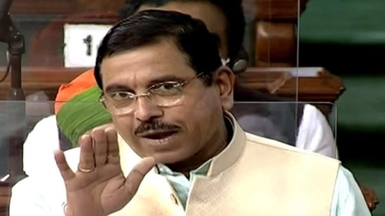Minister of parliamentary affairs Pralhad Joshi in Lok Sabha during a Budget Session of Parliament, in New Delhi on Tuesday. (ANI Photo/ LSTV Grab) Minister of parliamentary affairs Pralhad Joshi in Lok Sabha during a Budget Session of Parliament, in New Delhi on Tuesday. (ANI Photo/ LSTV Grab)