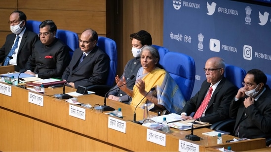 Nirmala Sitharaman said in her budget speech on Monday that she expects the fiscal deficit to come down to 4.5% by 2025-26. (Bloomberg) Nirmala Sitharaman said in her budget speech on Monday that she expects the fiscal deficit to come down to 4.5% by 2025-26. (Bloomberg)