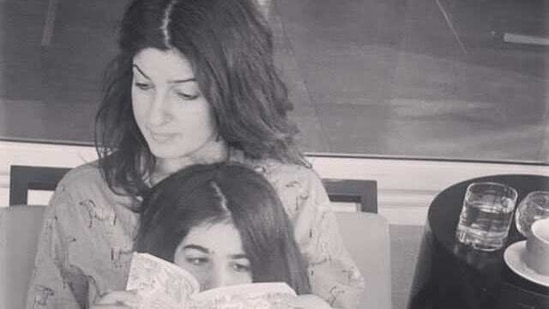 Twinkle Khanna reading with her daughter Nitara. Twinkle Khanna reading with her daughter Nitara.