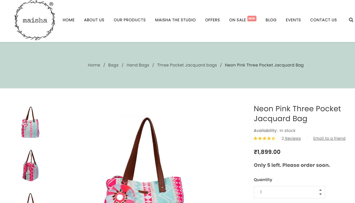 Soha Ali Khan's handbag from Maisha (maishalifestyle.com)