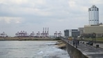 A general view of the Chinese-managed terminal of the Colombo port is seen from the Galle Face promenade in Colombo. (AFP) A general view of the Chinese-managed terminal of the Colombo port is seen from the Galle Face promenade in Colombo. (AFP)