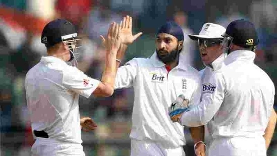 England's Monty Panesar celebrates the wicket of R Ashwin with teammates during Day 2 of second India-England test match at Wankhade Stadium in Mumbai. PTI England's Monty Panesar celebrates the wicket of R Ashwin with teammates during Day 2 of second India-England test match at Wankhade Stadium in Mumbai. PTI