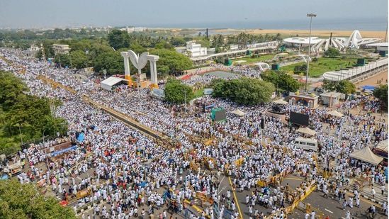 EDS PLS TAKE NOTE OF THIS PTI PICK OF THE DAY::::Chennai: People gather in large numbers during the inauguration of the Jayalalithaa memorial, in Chennai, Wednesday, Jan. 27, 2021. (PTI Photo)
(PTI01_27_2021_000069B)(PTI01_27_2021_000163B) (PTI) EDS PLS TAKE NOTE OF THIS PTI PICK OF THE DAY::::Chennai: People gather in large numbers during the inauguration of the Jayalalithaa memorial, in Chennai, Wednesday, Jan. 27, 2021. (PTI Photo)
(PTI01_27_2021_000069B)(PTI01_27_2021_000163B) (PTI)