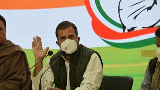 Congress leader Rahul Gandhi addresses a press briefing on February 3, 2021. (Arvind Yadav/HT Photo) Congress leader Rahul Gandhi addresses a press briefing on February 3, 2021. (Arvind Yadav/HT Photo)