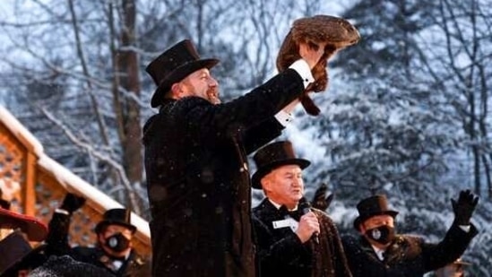 Groundhog Club handler A.J. Dereume holds Punxsutawney Phil, the weather prognosticating groundhog. (AP) Groundhog Club handler A.J. Dereume holds Punxsutawney Phil, the weather prognosticating groundhog. (AP)