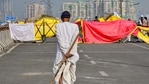 The authorities have put barricades and tight security in border areas near Delhi in the wake of farmers' protest.(PTI Photo) The authorities have put barricades and tight security in border areas near Delhi in the wake of farmers' protest.(PTI Photo)