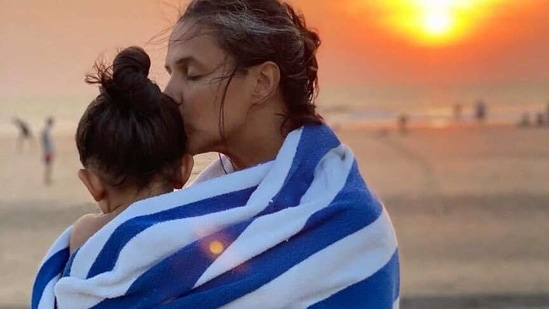 Neha Dhupia with daughter Mehr.