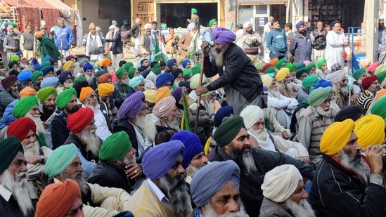Farmers at Tikri Border during their ongoing protest against farm law, in New Delhi on Saturday. (ANI Photo) Farmers at Tikri Border during their ongoing protest against farm law, in New Delhi on Saturday. (ANI Photo)