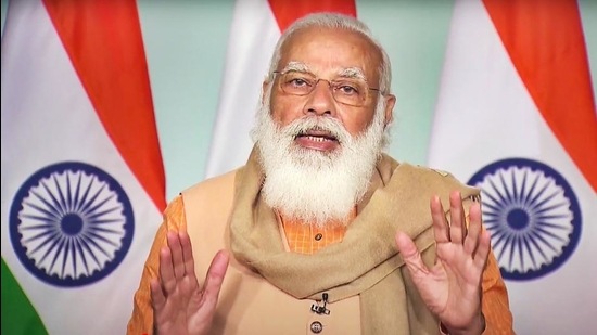 Prime Minister Narendra Modi during the inauguration of the centenary celebrations of the historic Chauri Chaura incident via video conferencing in New Delhi on February 4. (PTI) Prime Minister Narendra Modi during the inauguration of the centenary celebrations of the historic Chauri Chaura incident via video conferencing in New Delhi on February 4. (PTI)