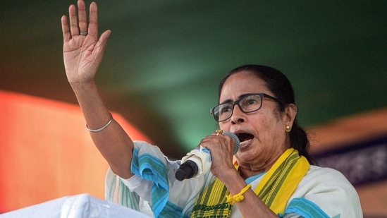 West Bengal chief minister Mamata Banerjee was visibly peeved and lost her patience when some women from the audience tried to approach her with a set of demands in Kolkata on Thursday. (PTI PHOTO). West Bengal chief minister Mamata Banerjee was visibly peeved and lost her patience when some women from the audience tried to approach her with a set of demands in Kolkata on Thursday. (PTI PHOTO).